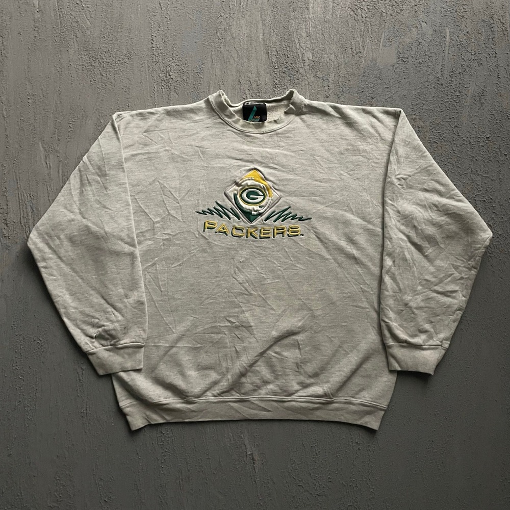 Vintage Green Bay Packers Sweatshirt Mens Large Grey 90s Logo Athletic NFL